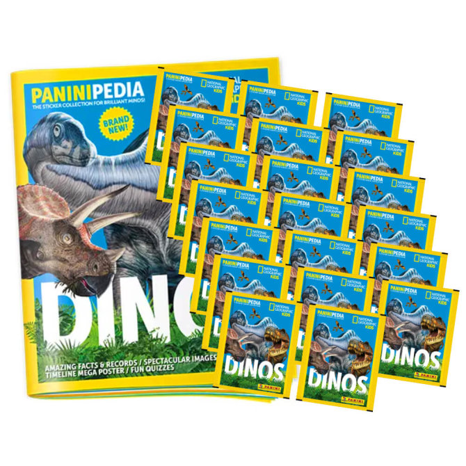 Pack Album Stickers Dinosaures National Geographic Panini - 50 Pochettes (250 Stickers) + Album 48 Pages