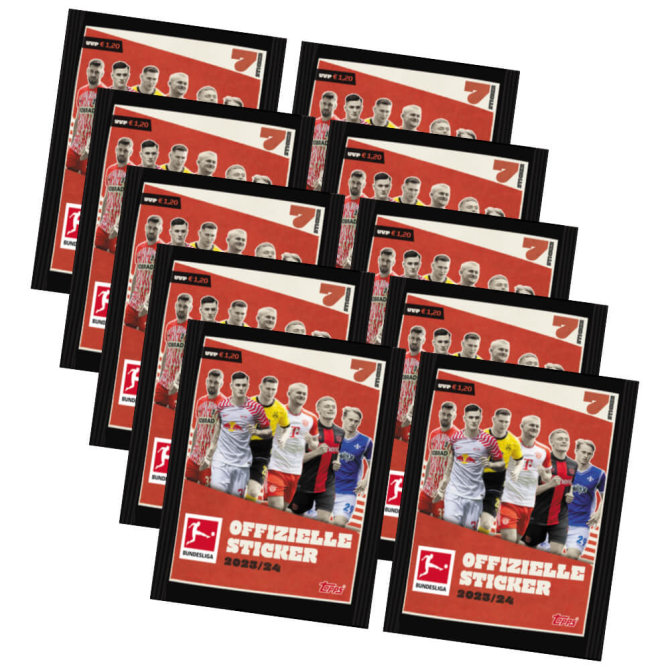Topps Bundesliga Sticker 2024 - Fußball Sammelsticker - 10 Tüten
