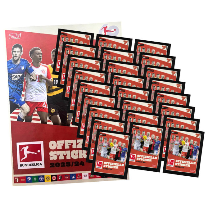 Topps Bundesliga Sticker 2024 - Fußball Sammelsticker - 1 Album + 25 Tüten