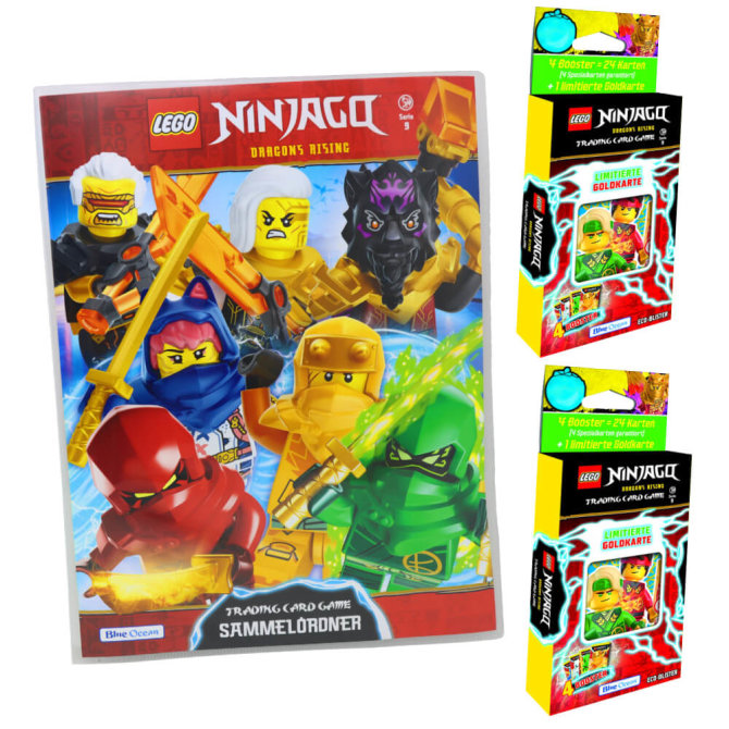 Lego Ninjago Karten Trading Cards Serie 9 - DRAGONS RISING (2024) - 1 Sammelmappe + 2 Blister Sammelkarten