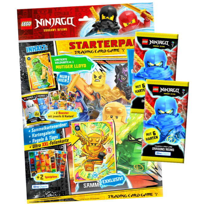 Lego Ninjago Karten Trading Cards Serie 9 - DRAGONS RISING (2024) - 1 Starter + 2 Booster Sammelkarten