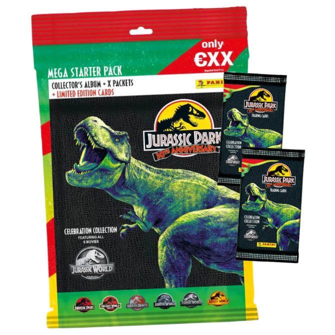 Panini Jurassic Park Karten - 30TH Anniversary Trading Cards (2023) - 1 Starter + 2 Booster Sammelkarten