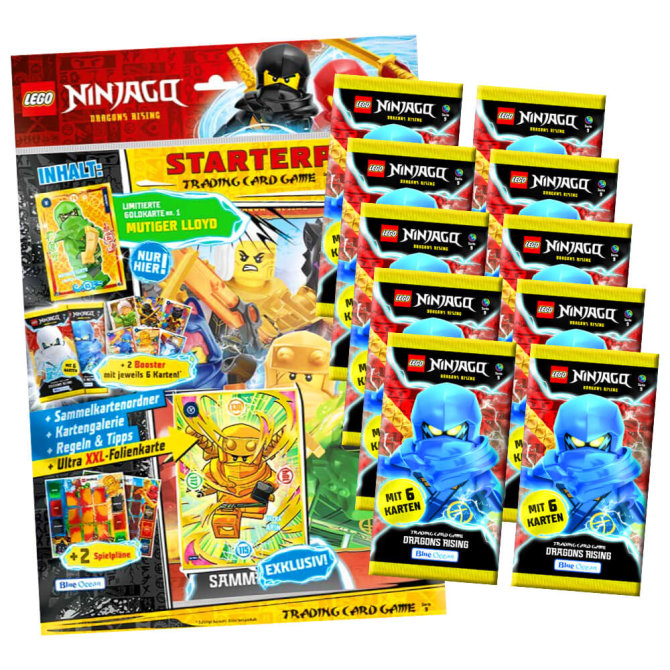 Lego Ninjago Karten Trading Cards Serie 9 - DRAGONS RISING (2024) - 1 Starter + 10 Booster Sammelkarten