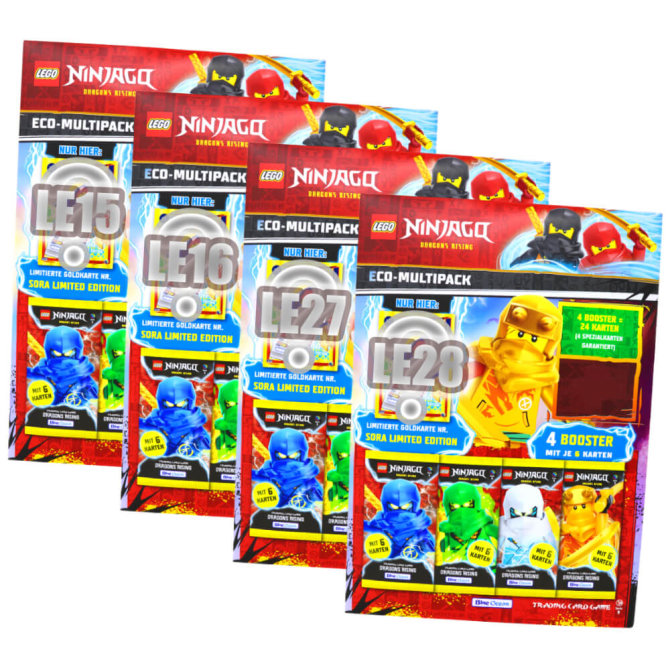 Lego Ninjago Karten Trading Cards Serie 9 - DRAGONS RISING (2024) - Alle 4 Multipack Sammelkarten