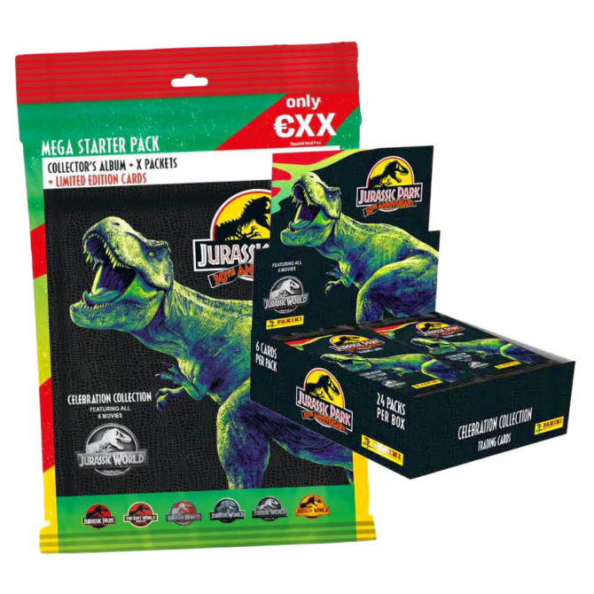 Panini Jurassic Park Karten - 30TH Anniversary Trading Cards (2023) - 1 Starter + 1 Display Sammelkarten