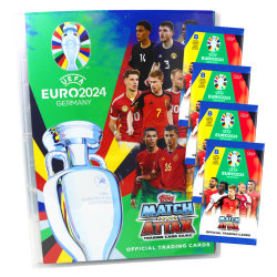 Topps UEFA EURO 2024 Germany Match Attax Karten - EM Sammelkarten - 1 Mappe + 4 Booster