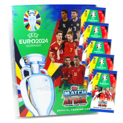 Topps UEFA EURO 2024 Germany Match Attax Karten - EM Sammelkarten - 1 Mappe + 5 Booster