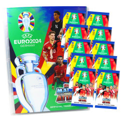 Topps UEFA EURO 2024 Germany Match Attax Karten - EM Sammelkarten - 1 Mappe + 10 Booster