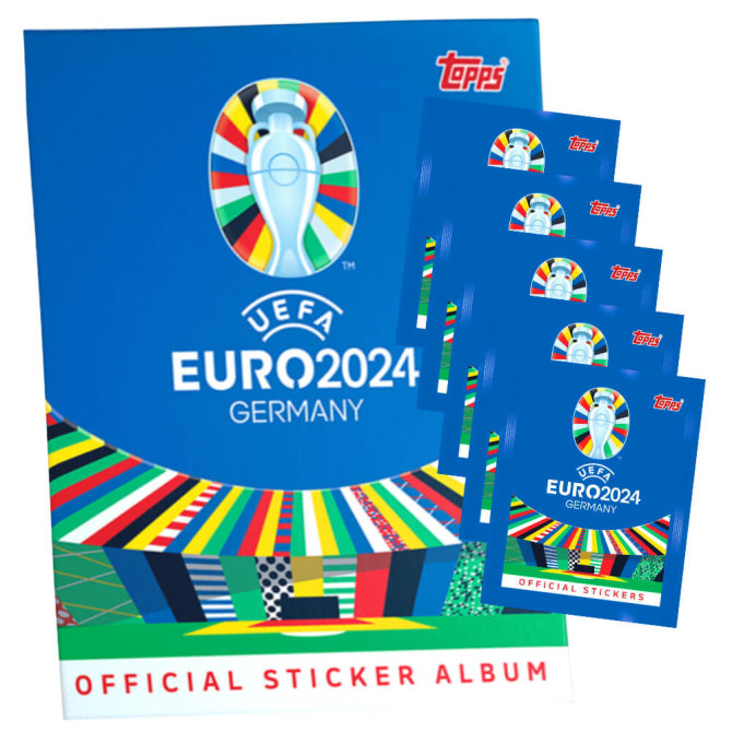 Topps UEFA EURO 2024 Sticker - Fußball EM Sammelsticker - 1 Album + 5 Tüten