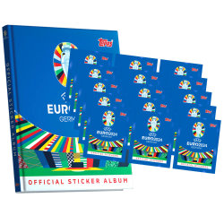Topps UEFA EURO 2024 Sticker - Fußball EM Sammelsticker - 1 Hardcover Album + 15 Tüten