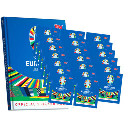 Topps UEFA EURO 2024 Sticker - Fußball EM Sammelsticker - 1 Hardcover Album + 20 Tüten