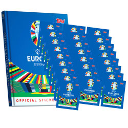 Topps UEFA EURO 2024 Sticker - Fußball EM Sammelsticker - 1 Hardcover Album + 25 Tüten