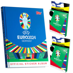 Topps UEFA EURO 2024 Sticker - Fußball EM Sammelsticker - 1 Hardcover Album + 2 Eco Blister